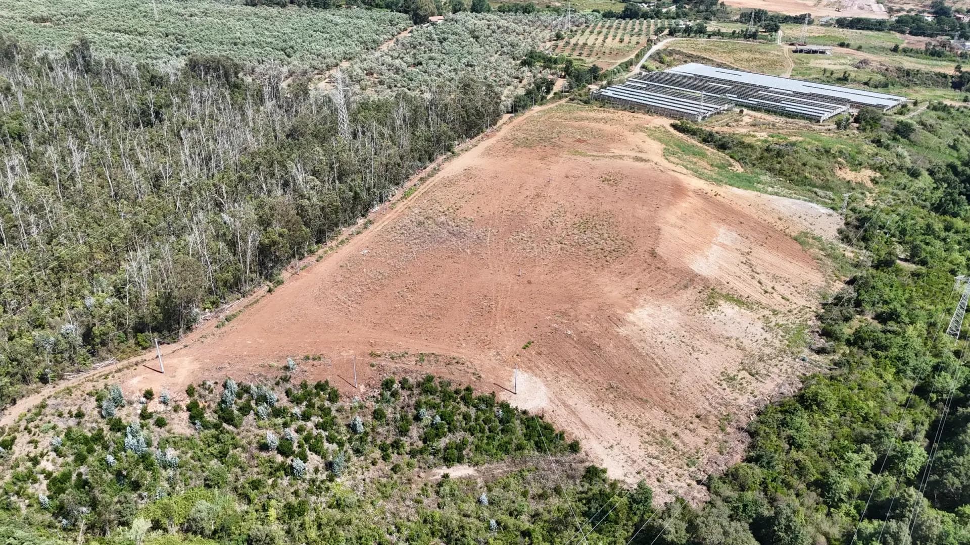 Vista aerea dell’area del progetto agrivoltaico S. Barbara 1 a Scalea
